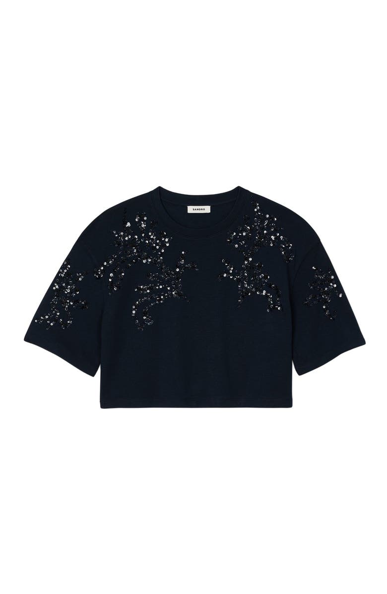 SANDRO T-shirt with beaded details, Alternate, color,