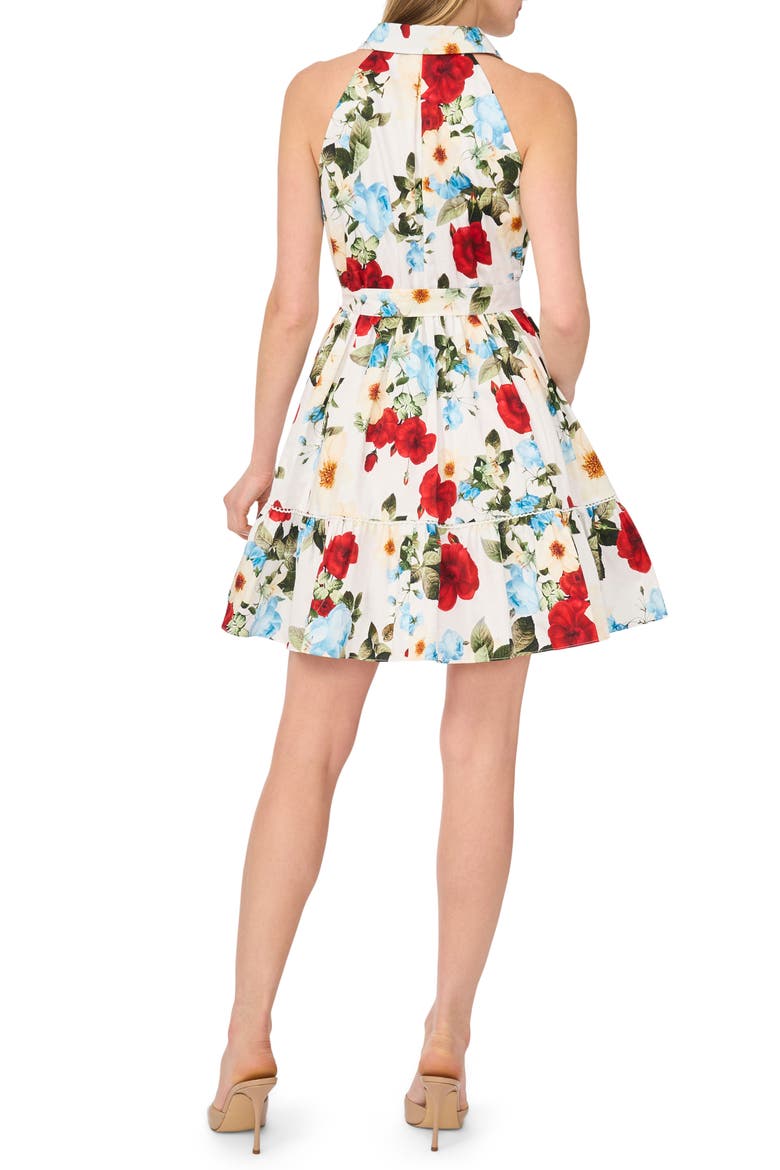 Floral Sleeveless Cotton Fit & Flare Shirtdress, Alternate, color, ULTRA WHITE