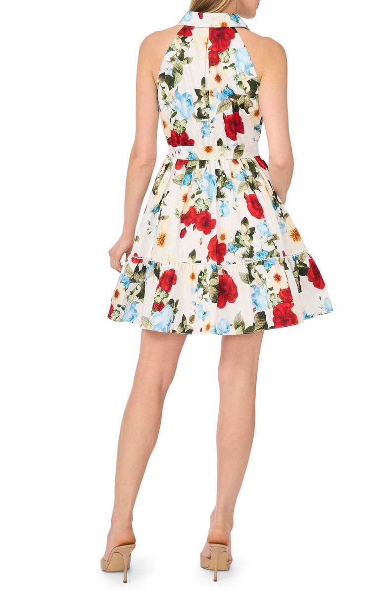 Ted Baker Floral Sleeveless Cotton Fit & Flare Shirtdress, Alternate, color, Ultra White