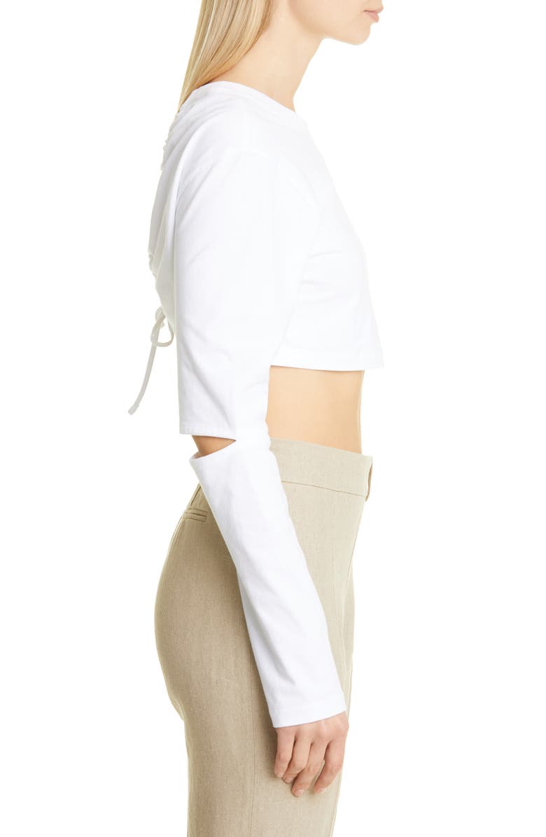 Jacquemus Le Shirt Piccola Cutout Cotton Crop Top, Alternate, color,