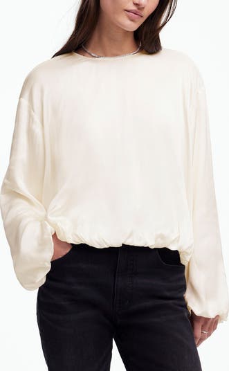 MONOMEE DIANA BUBBLE HEM SATIN TOP
