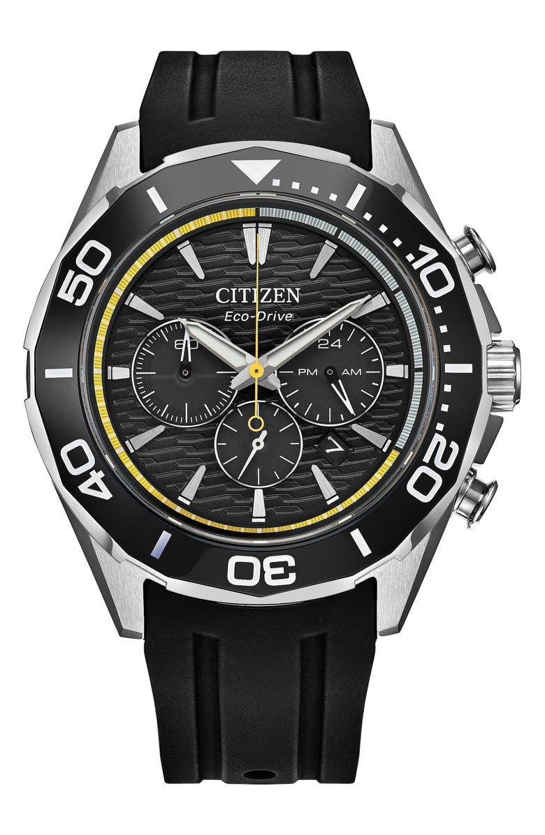 Citizen Endeavor Eco-Drive Chronograph Synthetic Strap Watch, 43mm, Main, color, 