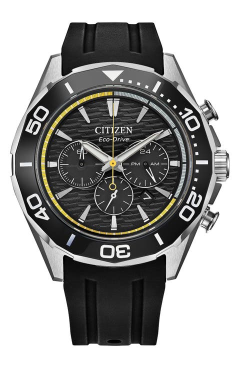 Endeavor Eco-Drive Chronograph Synthetic Strap Watch, 43mm