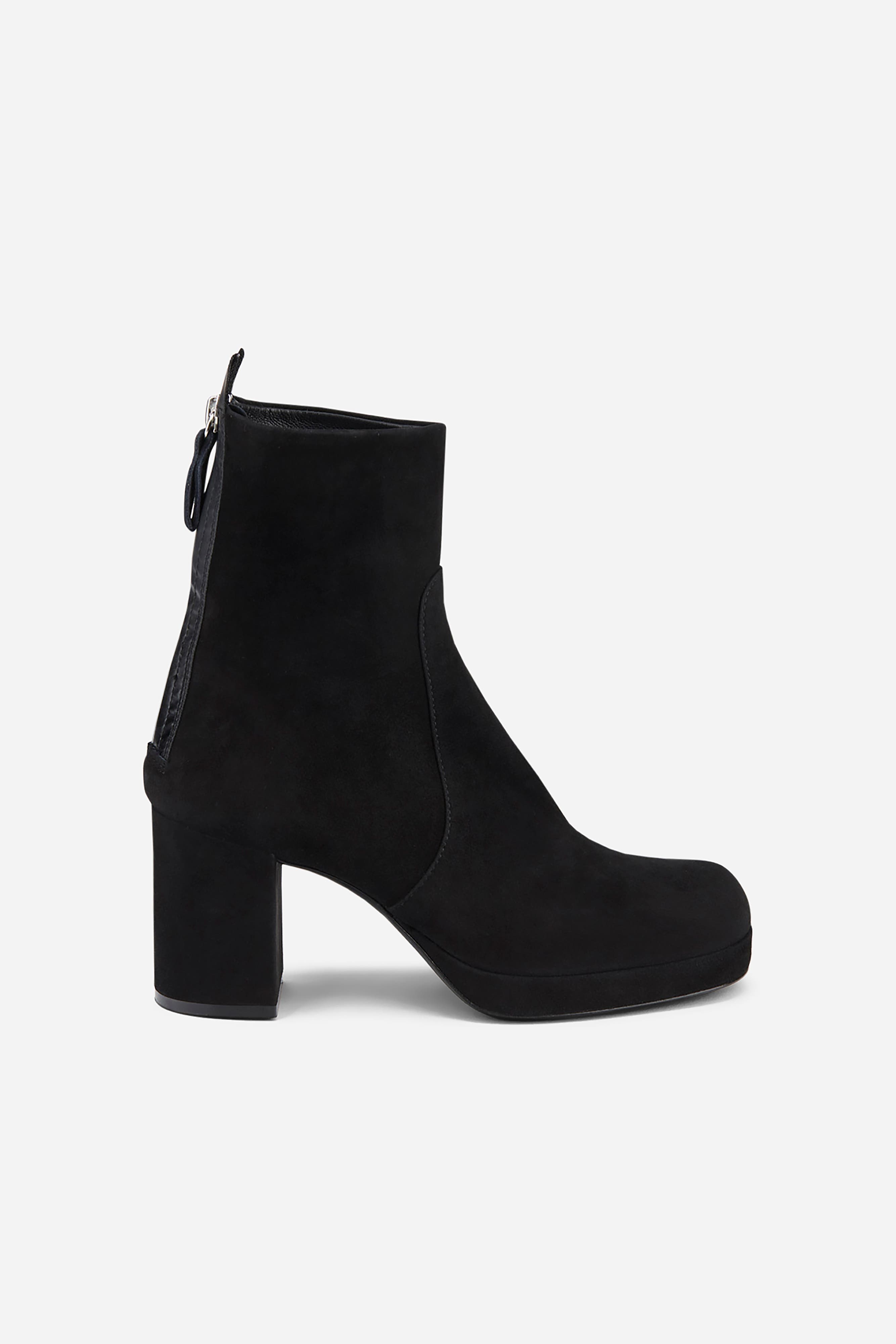 AGL Betty Heeled Velour Bootie, Main, color, Black