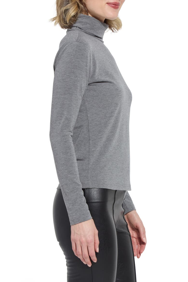 'Lyssentials Essential Long Sleeve Turtleneck Top, Alternate, color, GREY MELANGE