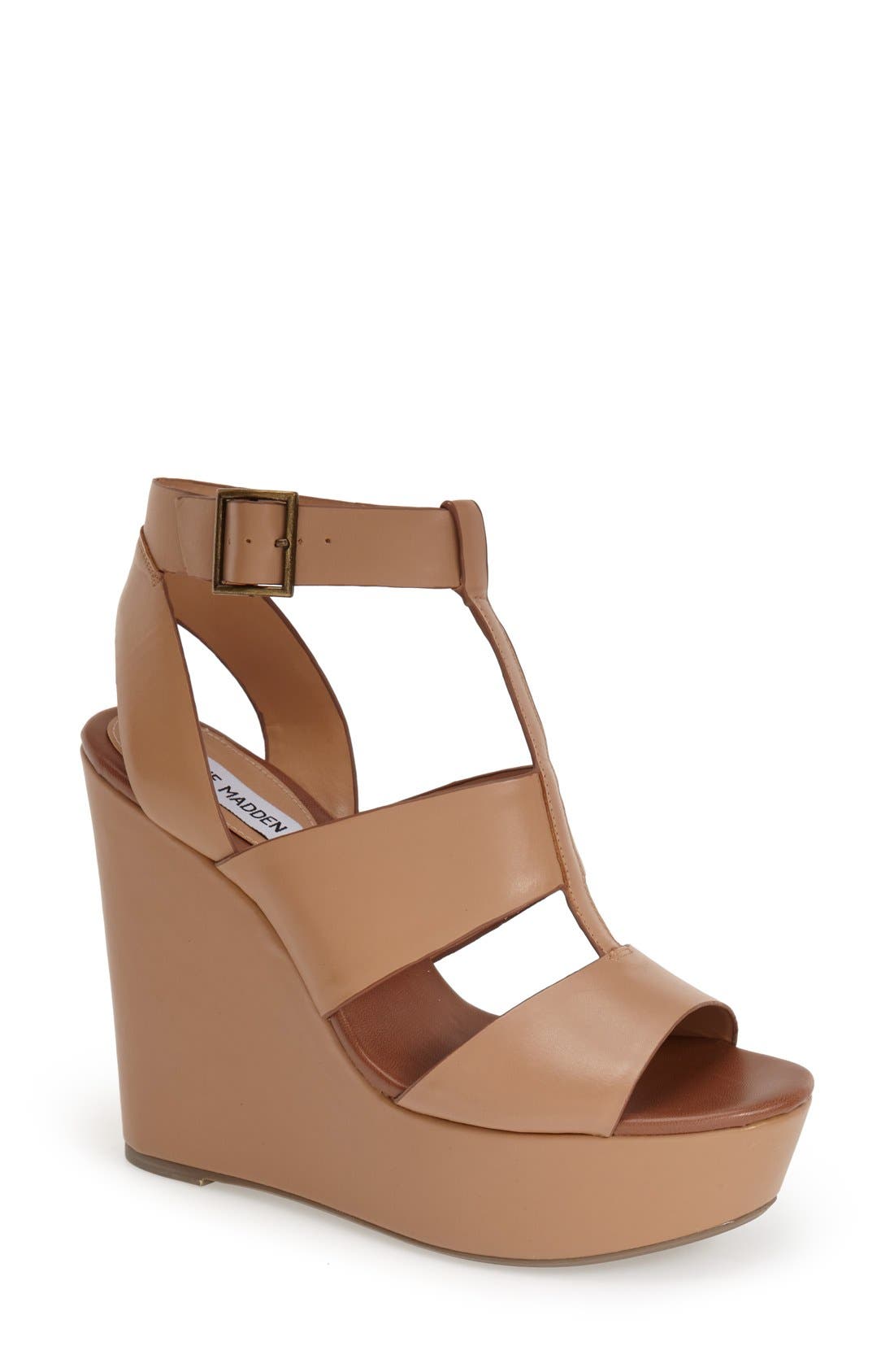 'Keenia' Wedge Sandal, Main, color, NATURAL LEATHER