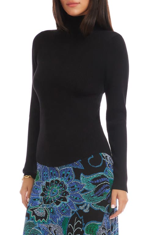 Karen Kane Rib Mock Neck Sweater In Black