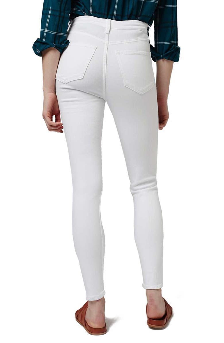 Topshop 'Jamie - Super Ripped' High Waist Skinny Jeans, Alternate, color, White