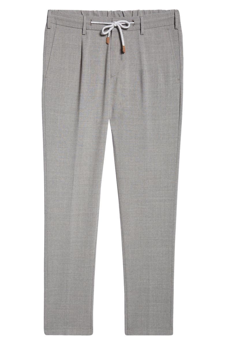 Eleventy Drawstring Waist Stretch Virgin Wool Pants, Alternate, color, Medium Grey