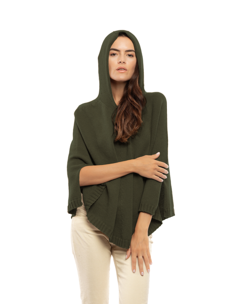 Pure Cashmere Hooded Poncho