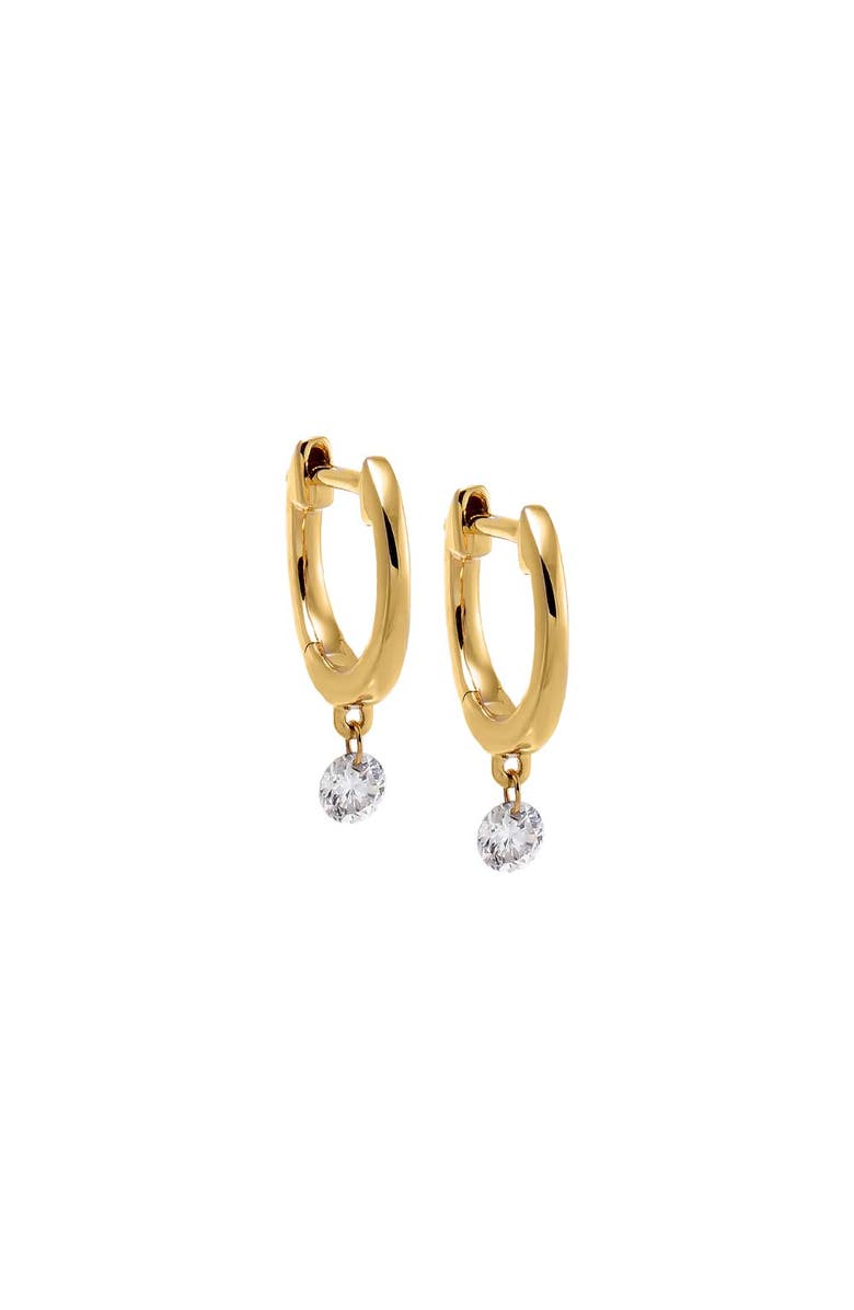BY ADINA EDEN Solitaire Floating Diamond Solid Huggie Earring 14K, Main, color, 14K Gold