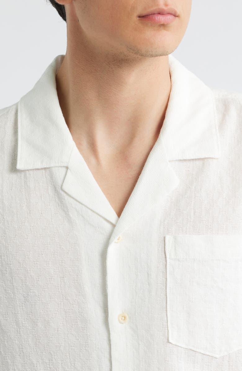 AG Foster Cotton & Linen Blend Camp Shirt, Alternate, color, White