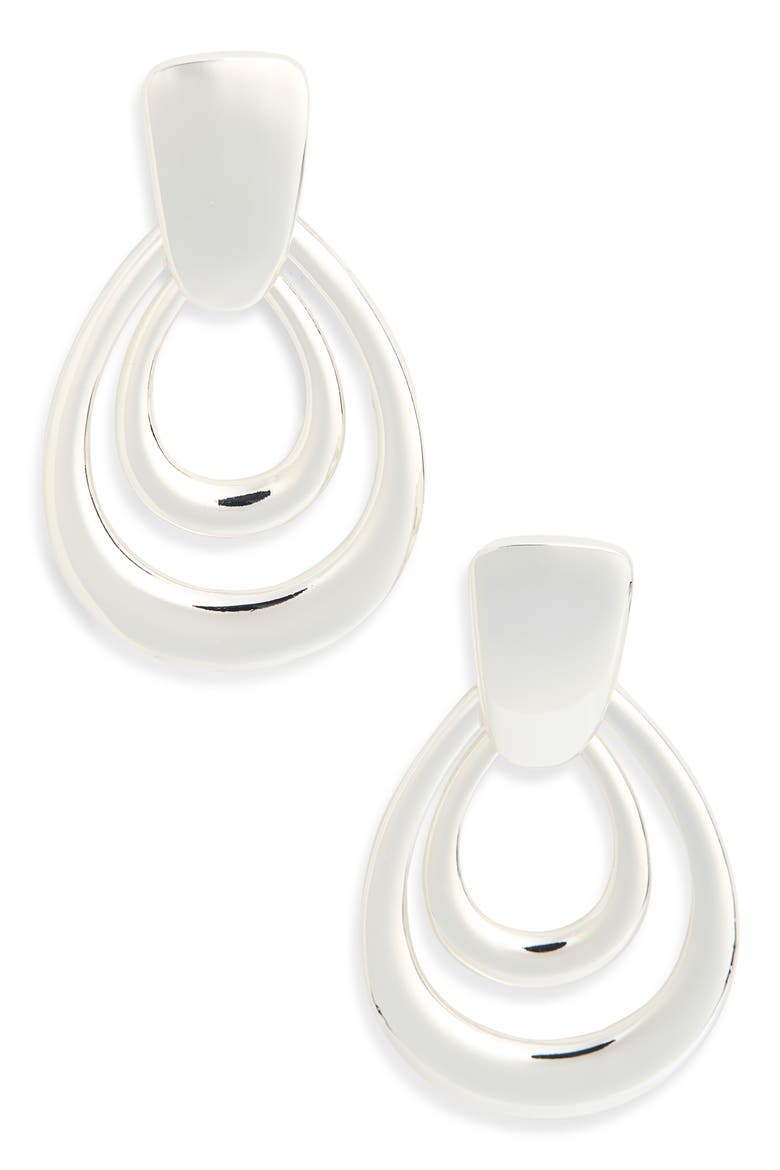 Orbital Teardrop Doorknocker Drop Earrings, Main, color, SILVER