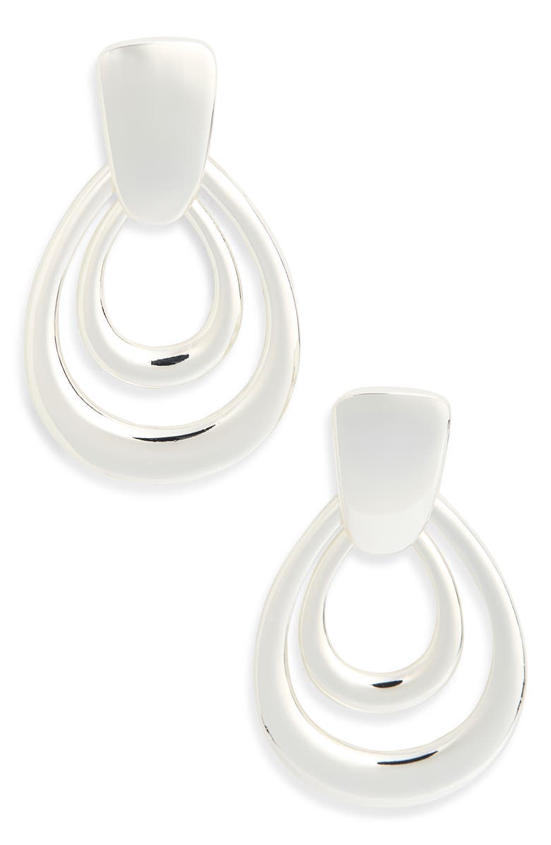 NORDSTROM RACK Orbital Teardrop Doorknocker Drop Earrings, Main, color, Silver