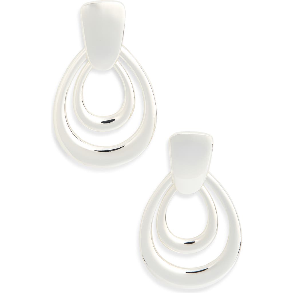 Nordstrom Rack Orbital Teardrop Doorknocker Drop Earrings In Silver