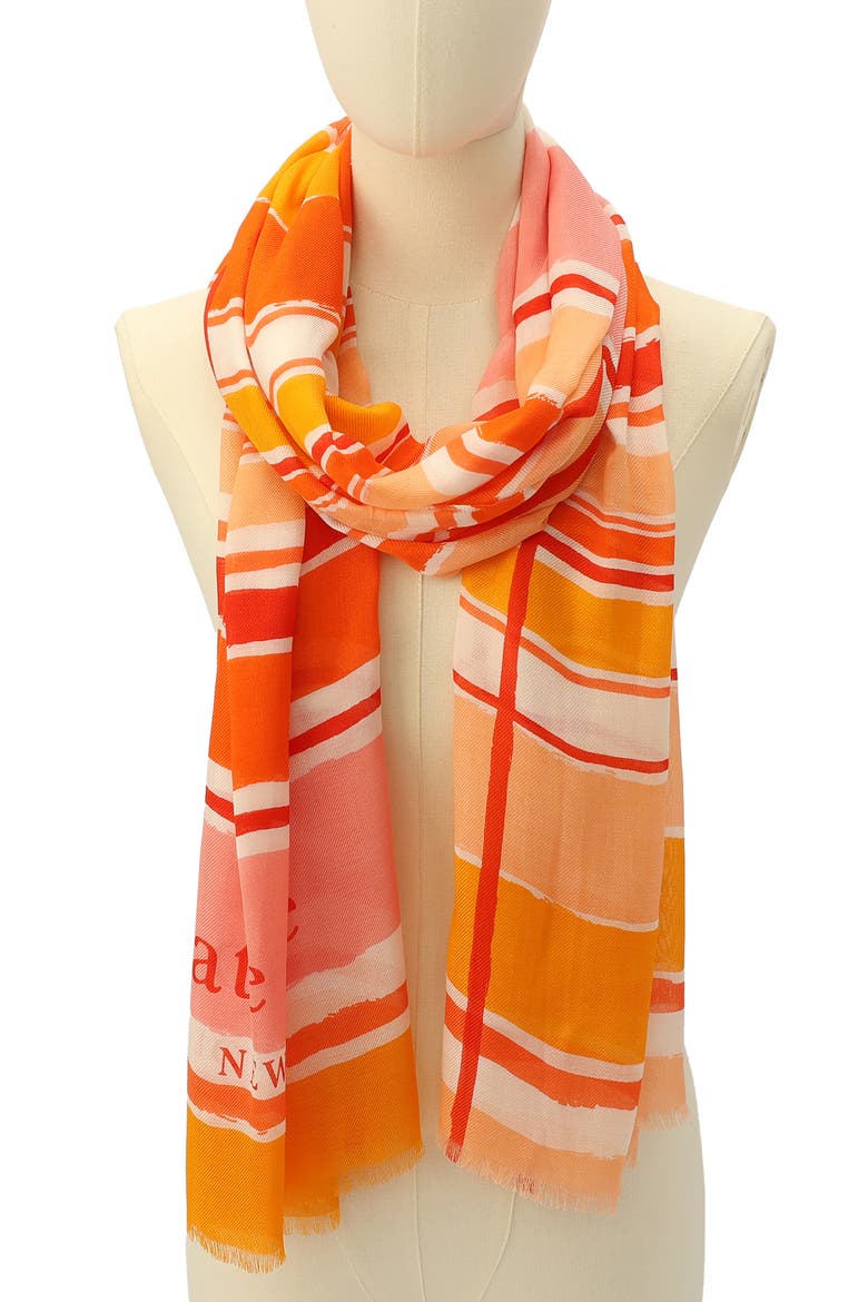 ocean stripe oblong scarf, Alternate, color, PINK MULTI
