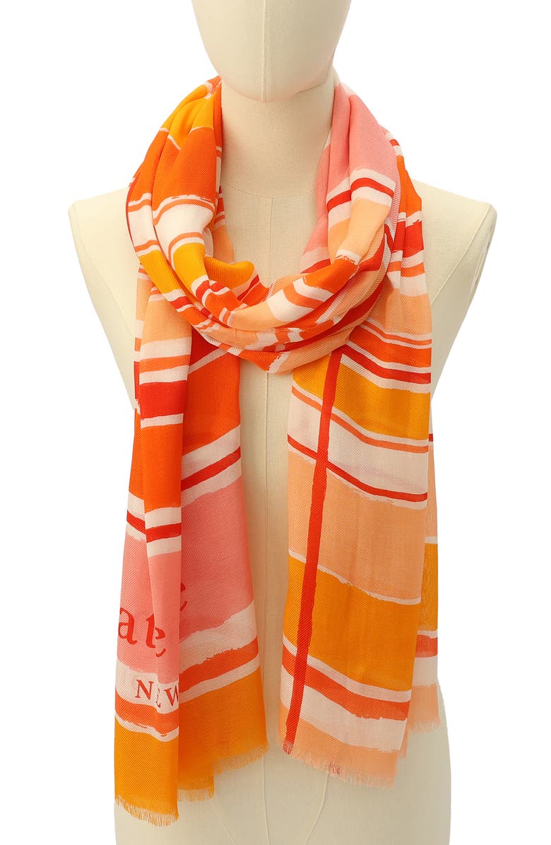 Kate Spade New York ocean stripe oblong scarf, Alternate, color, Pink Multi