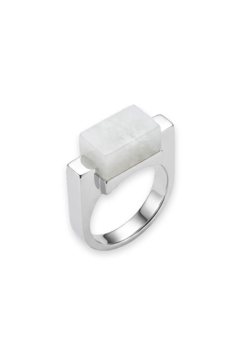 Year of the Horse Hanbai Jade Saddle Ring, Alternate, color, White