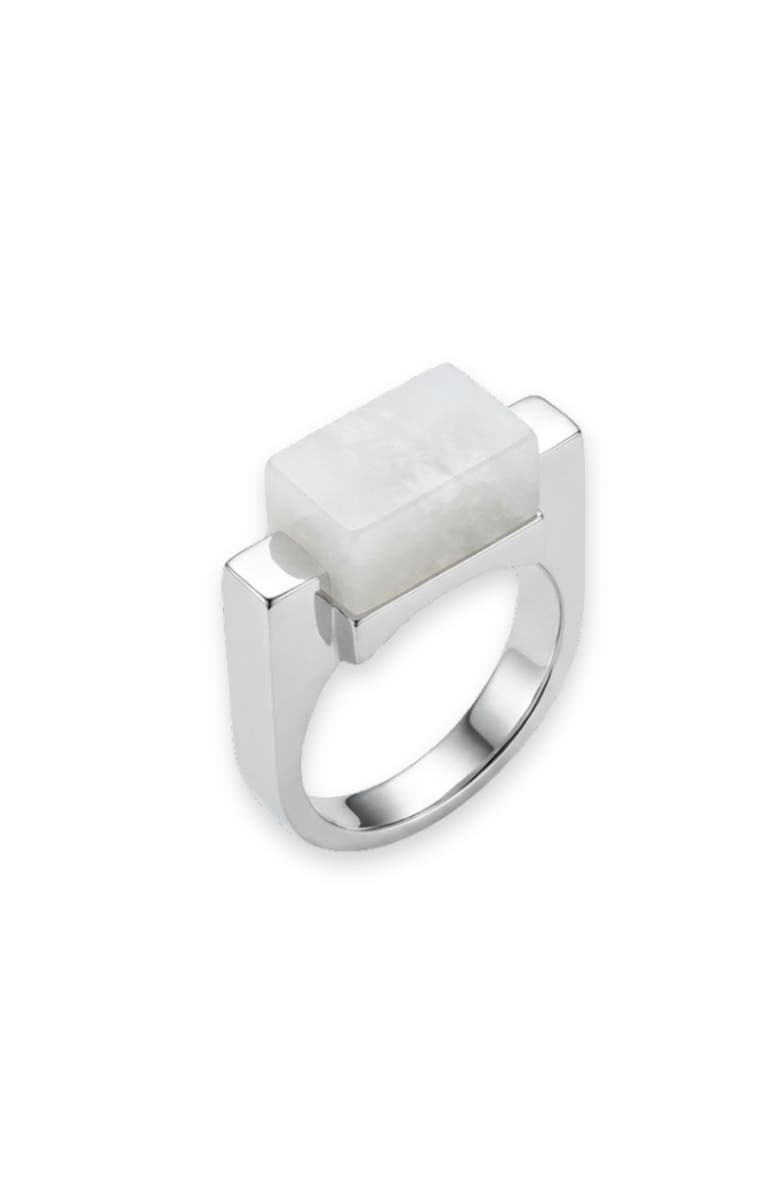 seree Year of the Horse Jade Stone Saddle Ring, Alternate, color, White
