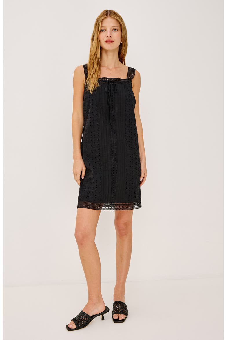 Beckton Pintuck Cotton Broderie Anglaise Minidress, Alternate, color, BLACK