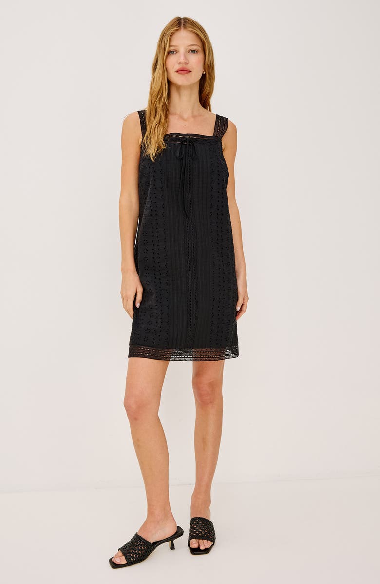 Rails Beckton Pintuck Cotton Broderie Anglaise Minidress, Alternate, color, Black