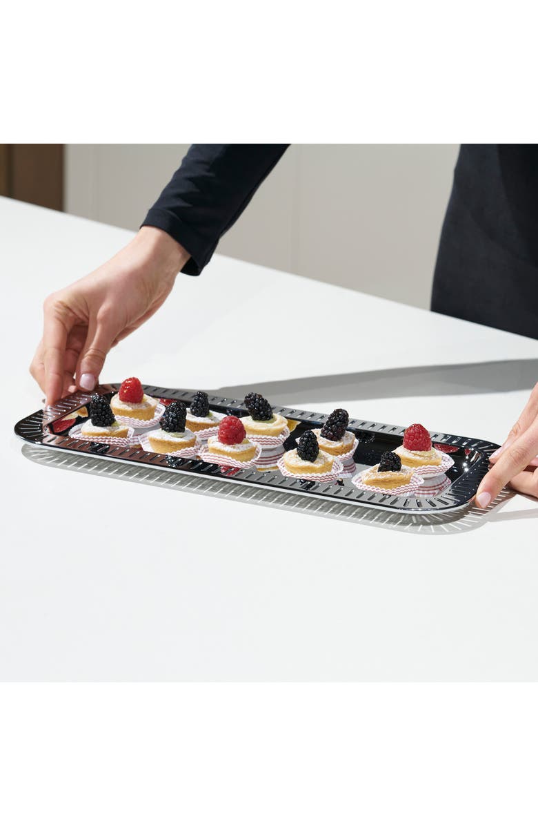 ANNA New York Striations Rectangular Serving Tray, Alternate, color, Silver