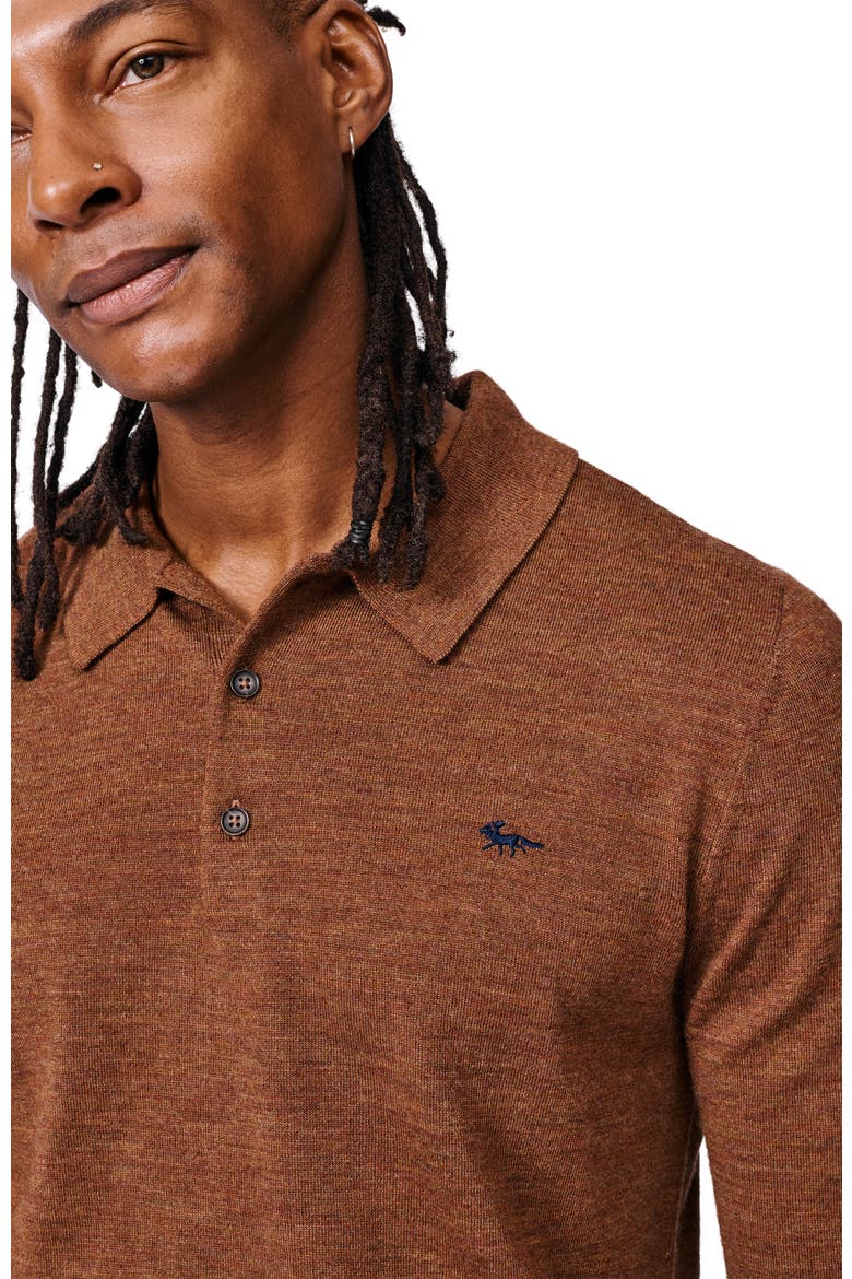 Chapel Merino Long Sleeve Polo, Alternate, color, Rust