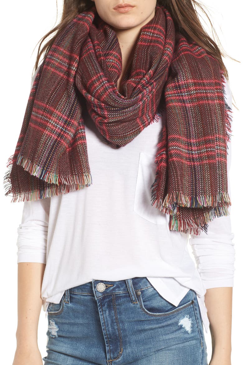 Checkered Scarf, Main, color, OXBLOOD