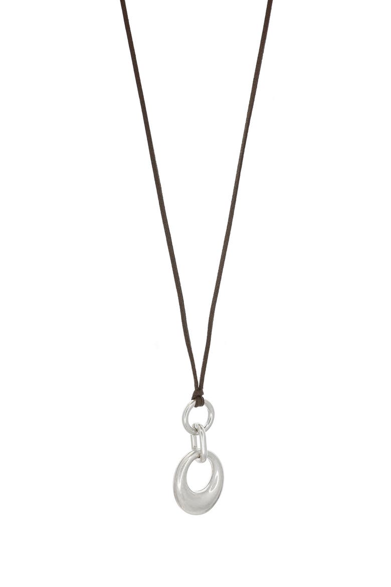 Harlow Suede Cord Pendant Necklace, Main, color, SILVER