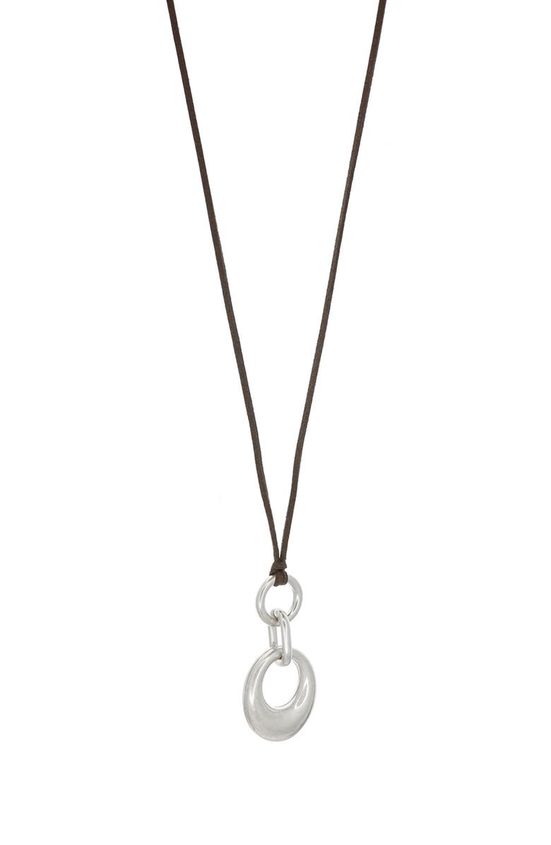 MARLYN SCHIFF Harlow Suede Cord Pendant Necklace, Main, color, Silver