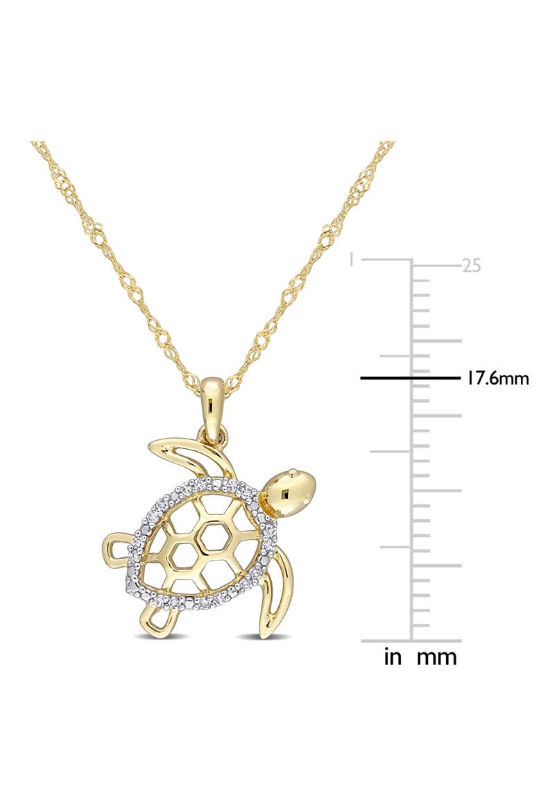 Diamond Sea Turtle Pendant Necklace - 0.05ct., Alternate, color, WHITE
