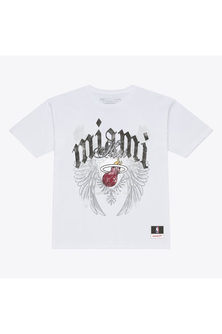 Men's Mitchell & Ness White Miami Heat Old English Classic T-Shirt, Main, color, White