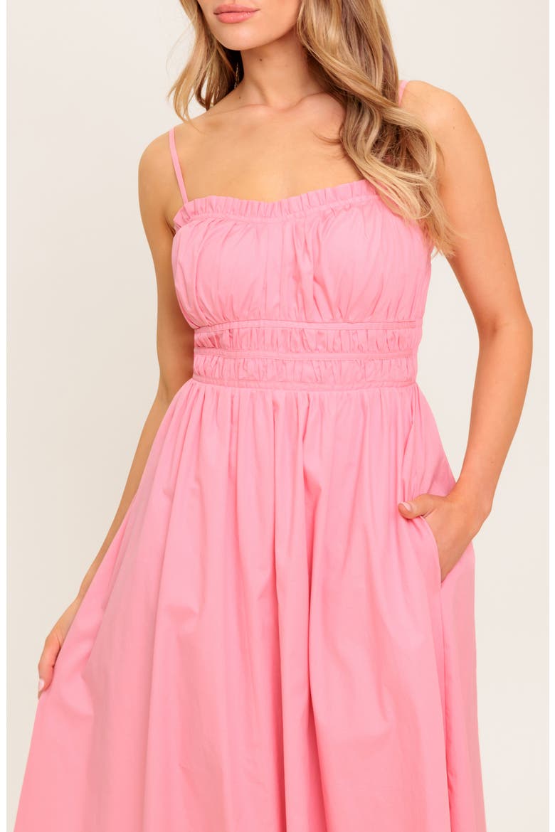 Ruched Midi Dress, Alternate, color, PINK