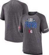 FANATICS Men's Fanatics Branded Heathered Gray Philadelphia 76ers 2022 Noches Ene-Be-A Core Shooting Raglan T-Shirt