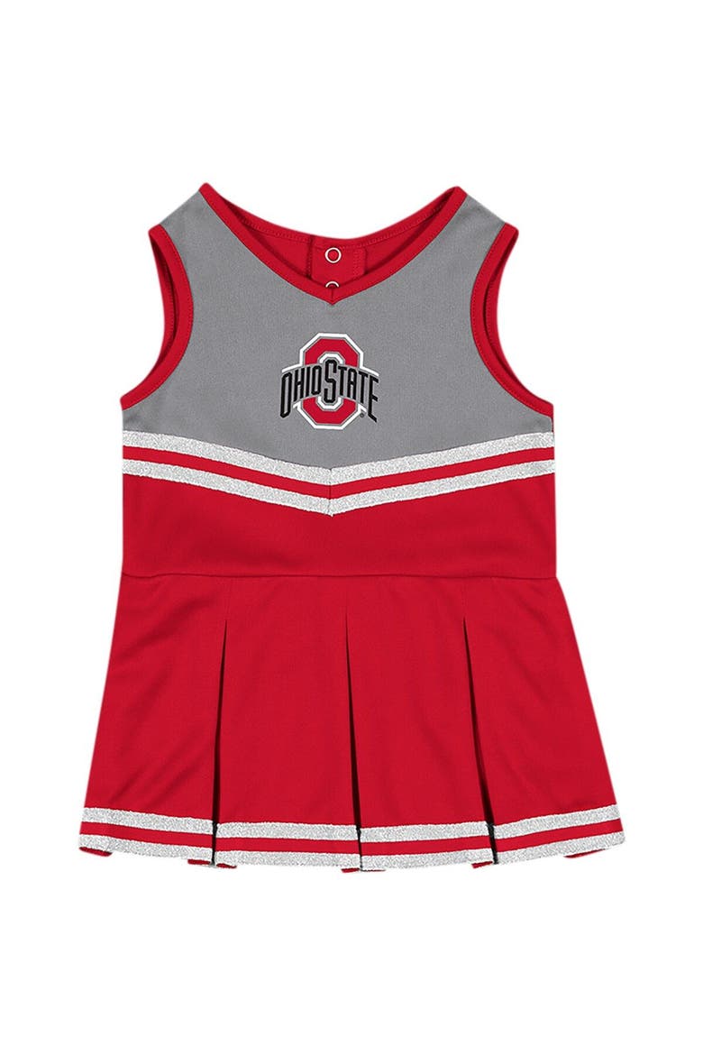 Girls Infant Colosseum Scarlet Ohio State Buckeyes Time For Recess Cheer Dress, Alternate, color, Scarlet