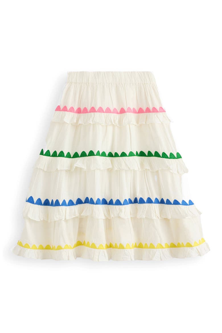 Kids' Cotton Tiered Midi Skirt, Alternate, color, SOFT IVORY RAINBOW