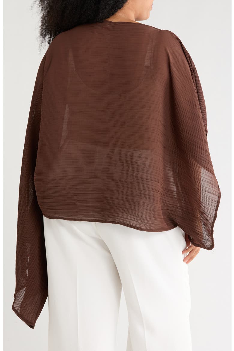 Off-the-Shoulder Asymmetric Poncho, Alternate, color, BROWN