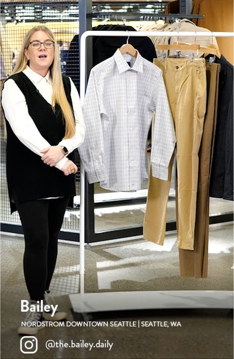 Trim Fit Textured Check Dress Shirt, sales video thumbnail