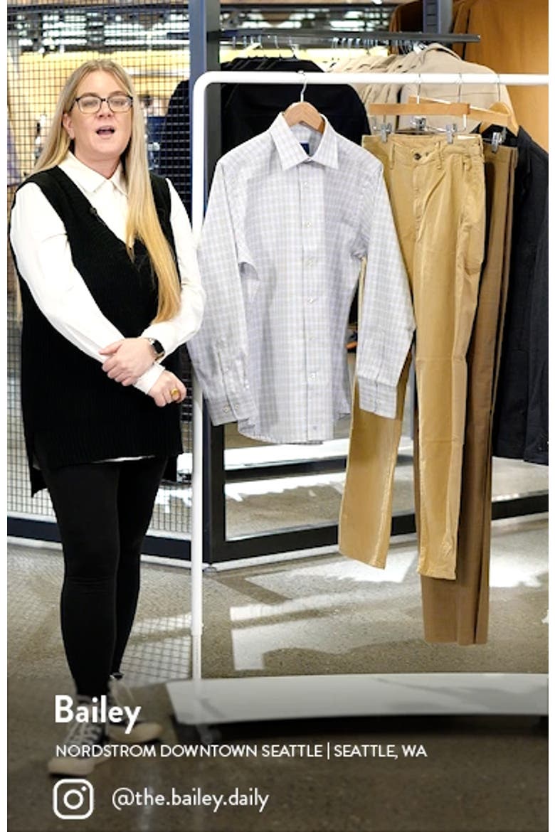 Trim Fit Textured Check Dress Shirt video