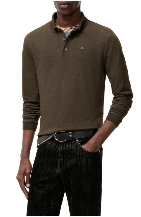 Long-sleeve Wool Cotton Polo Shirt