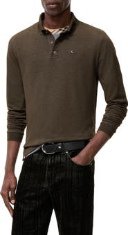 Burberry Long-sleeve Wool Cotton Polo Shirt