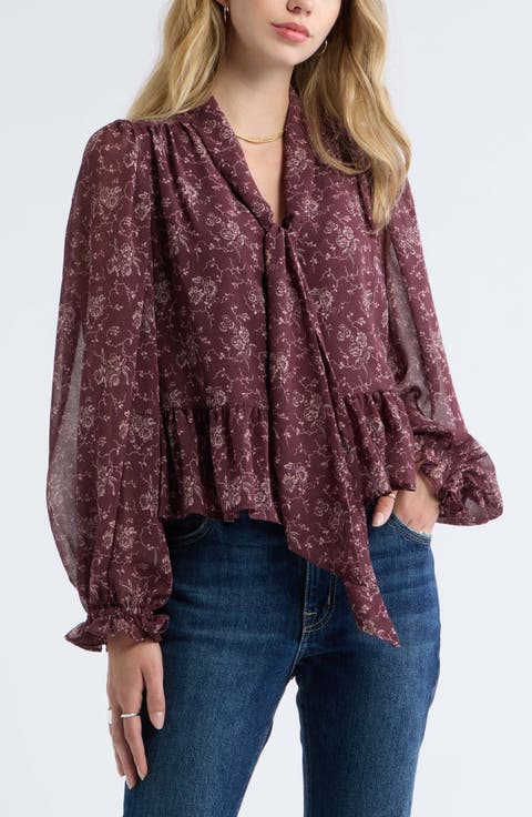 Tie Neck Chiffon Top