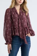 Treasure & Bond Tie Neck Chiffon Top