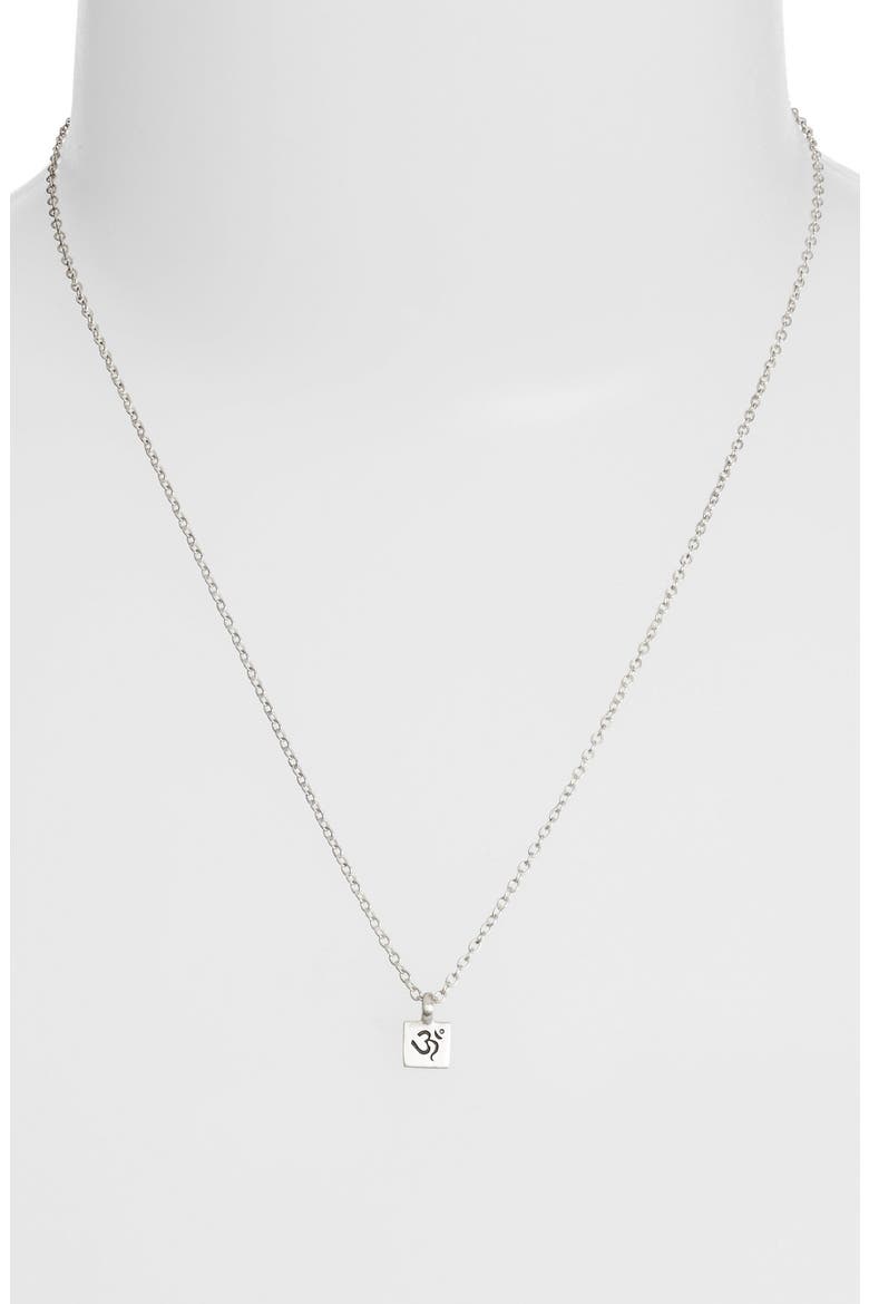 'Om' Engraved Pendant Necklace, Alternate, color, SILVER SQUARE