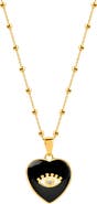 Karma and Luck Black Onyx Heart Evil Eye Women's Pendant Necklace - Grounded in Love
