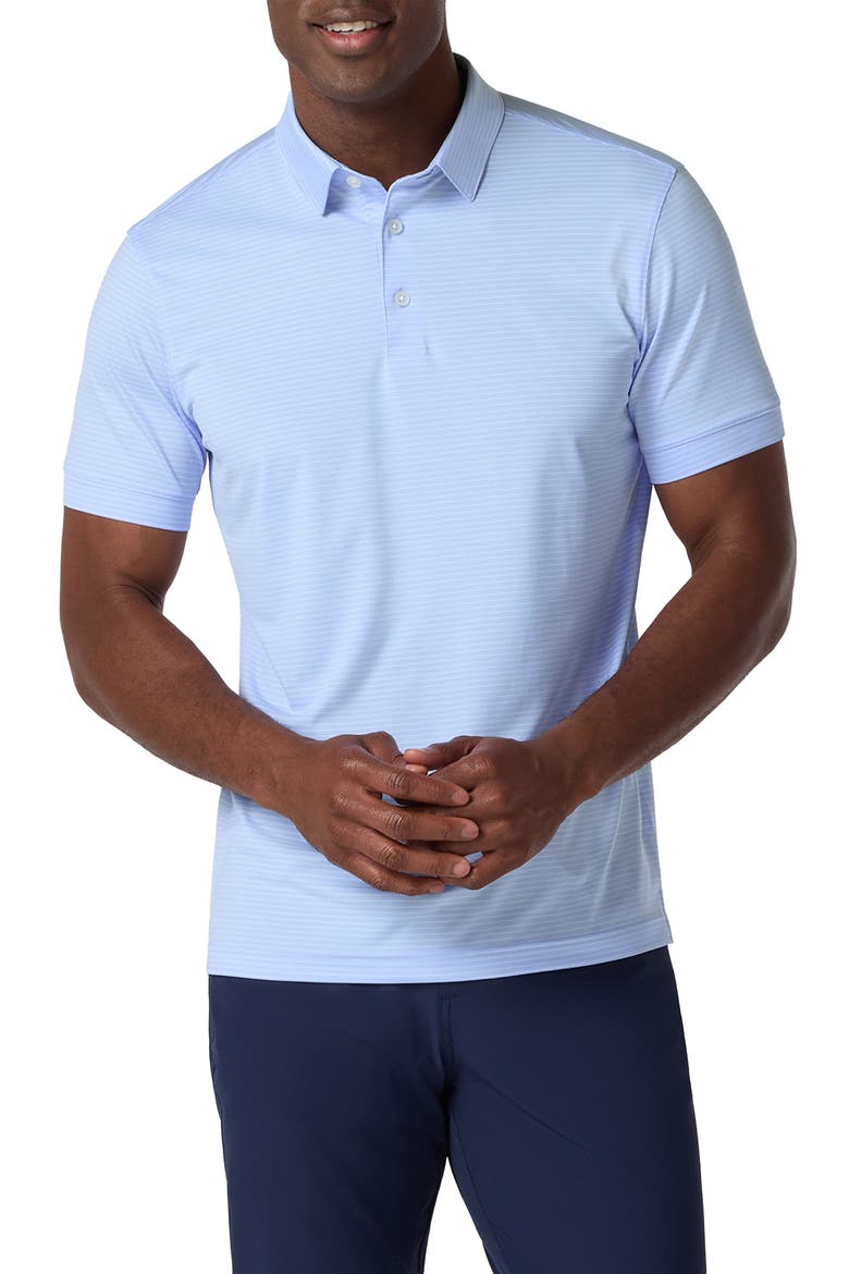 Versa Trim Fit Performance Golf Polo, Main, color, CLOUD BLUE ALTERNATING STRIPE