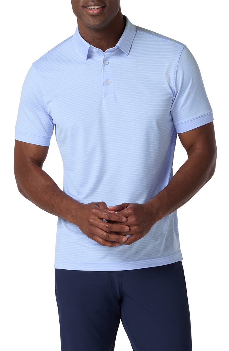 Mizzen+Main Versa Trim Fit Performance Golf Polo, Main, color, Cloud Blue Alternating Stripe