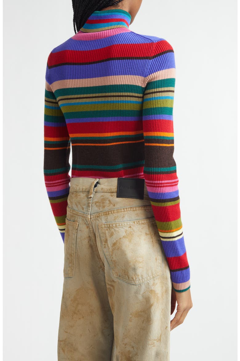 Stripe Rib Wool Turtleneck Sweater, Alternate, color, RED/ PURPLE