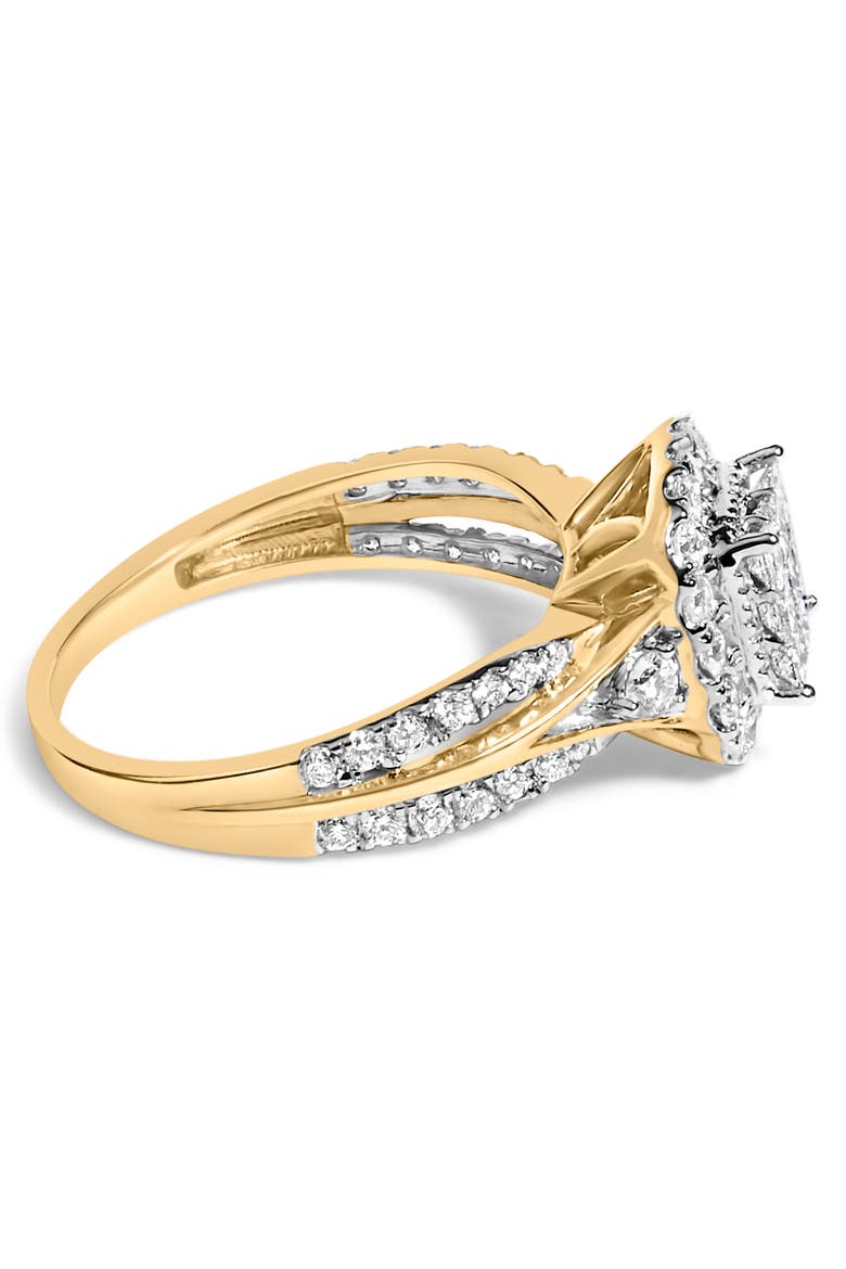 10K Yellow Gold 1.0 Cttw Diamond 3-Band-Look Engagement Ring, Alternate, color, Yellow