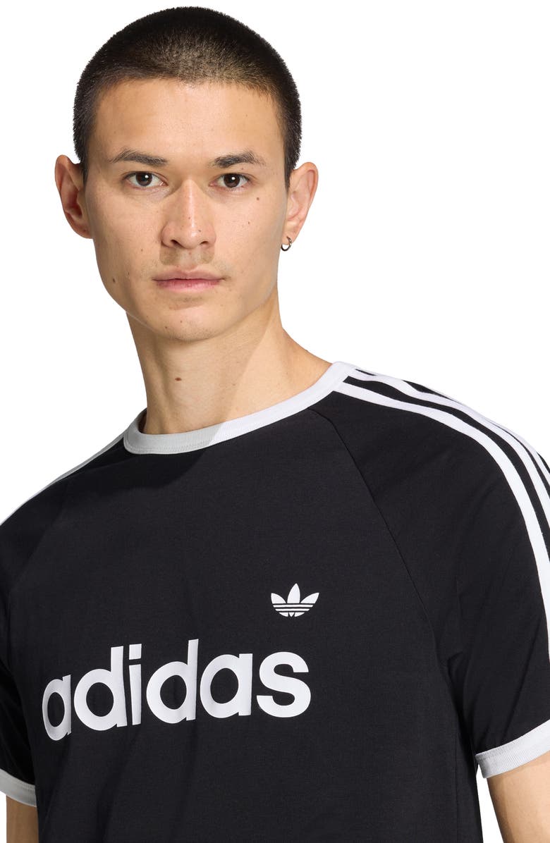 adidas 3-Stripes Cotton Ringer T-Shirt, Alternate, color, Black